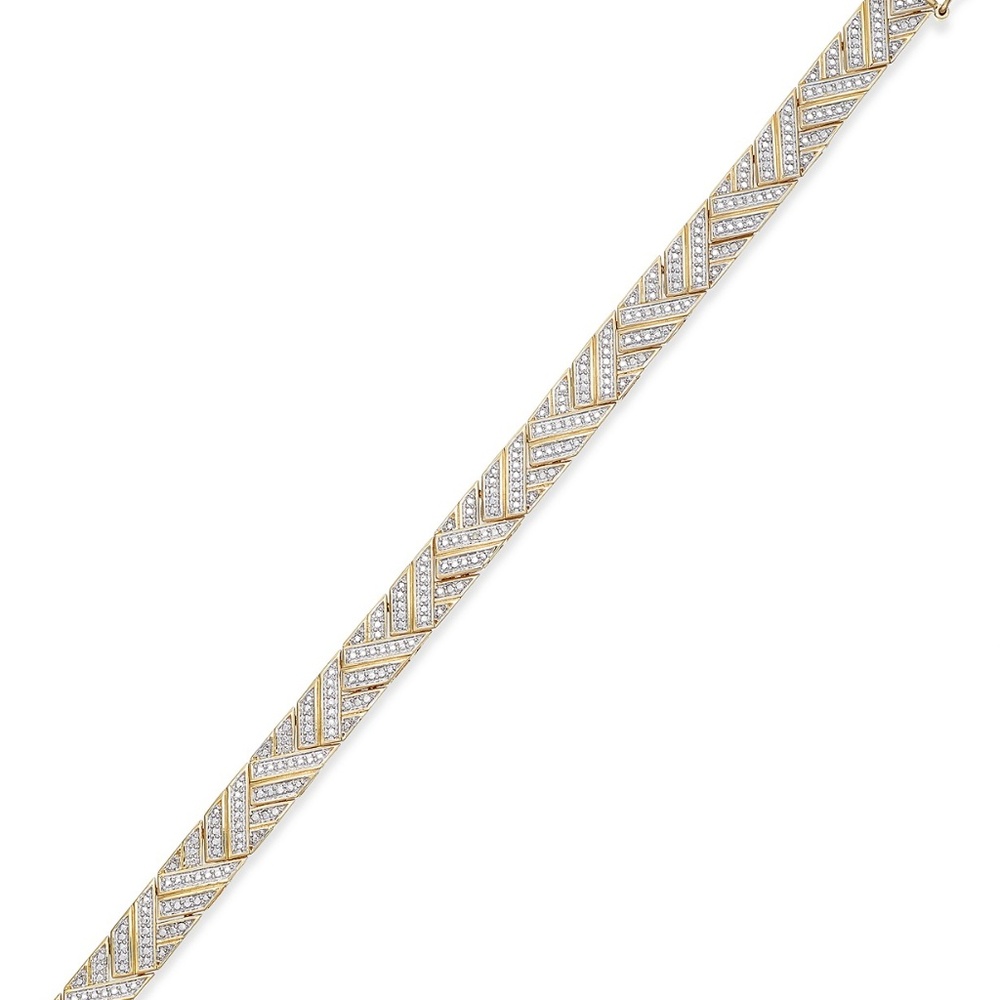 Diamond Accent Herringbone Bracelet